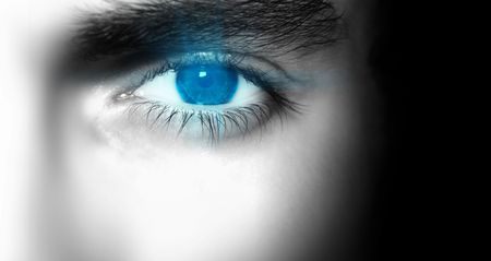 A close up of a men's eye.