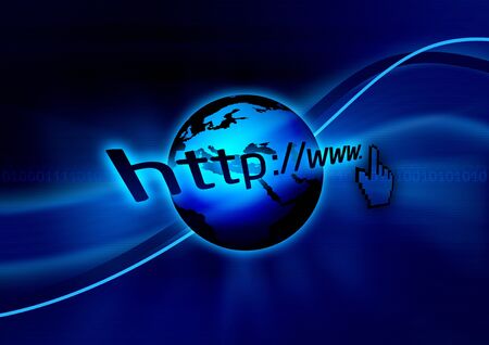 Abstract and symbolic internet collage in blue tones.の写真素材
