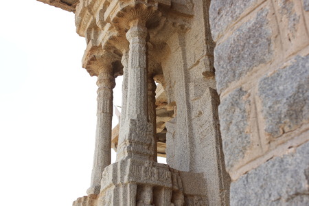 Hampi Vittala Temple slender pillar of cluster pillar musical pillar mantapの写真素材