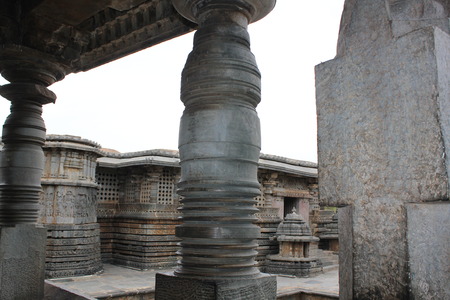 Hoysaleswara Temple famous lathe pillarの写真素材