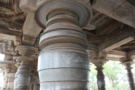 Hoysaleswara Temple famous lathe pillarの写真素材