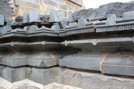 Hoysaleswara Temple Wall structure - ancient temple architectureの写真素材