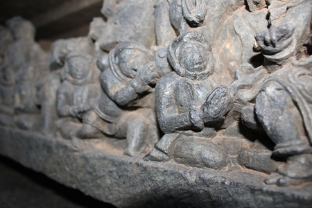 Hoysaleswara Temple wall carving looking like ancient alien astronauts with their gadgetsの写真素材