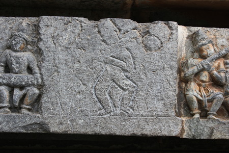 Hoysaeswara Temple Wall - unfinished or sketch of the carvingの写真素材