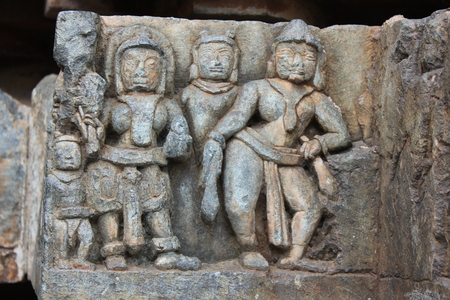 Unfinished Wall carving at hoysaleswara templeの写真素材