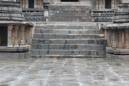 Entrance Stairs of hoysaleswara templeの写真素材