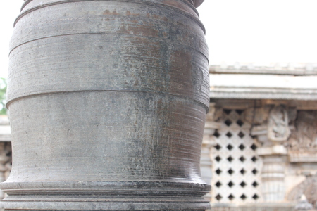 Lathe pillar at hoysaleswara templeの写真素材