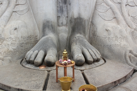 Feet of 17 metre monolithic statue of Bahubali (Gommateshwara)のeditorial素材