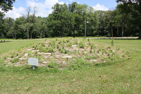 Piles of limestone forming the stone mound at Fort Ancientの写真素材