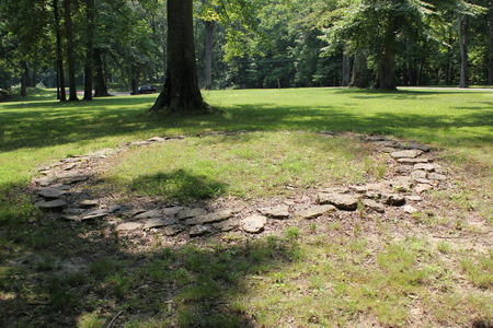 Replica of 2000 Year Old Stone Circles in Fort Ancient, Ohioの写真素材