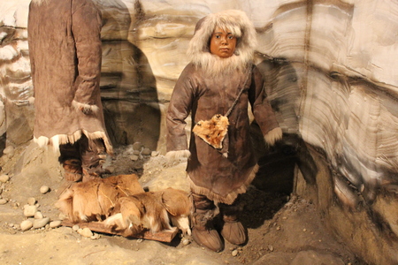 An exhibit display of Ice age Ohio valley at Fort Ancient Museumの写真素材