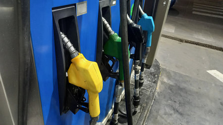 Gasoline dispensers at a service station in Argentina.の写真素材