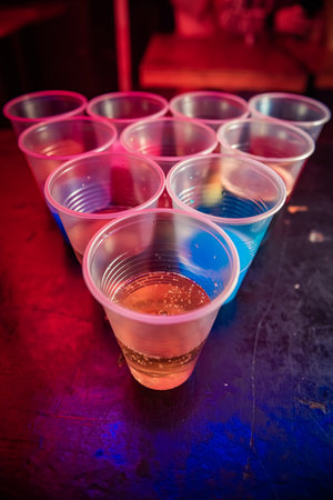 glasses with drinks of many colors. cocktails. drink concept.の写真素材