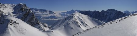 panoramic photo of mountainの写真素材