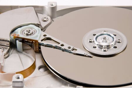 close-up of the opened hard disk driveの写真素材