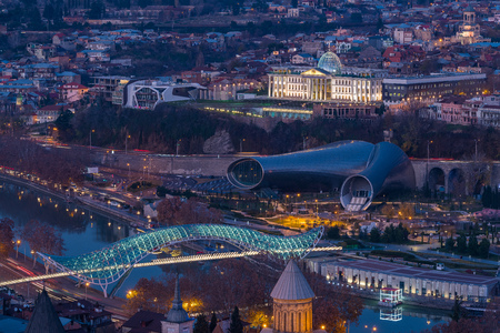 TBILISI, GEORGIA - DEC.12, 2017 : The cityscape of Tbilisi view from the hillのeditorial素材