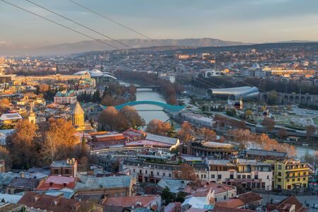 TBILISI, GEORGIA - DEC.11, 2017 : The cityscape of Tbilisi view from the hillのeditorial素材