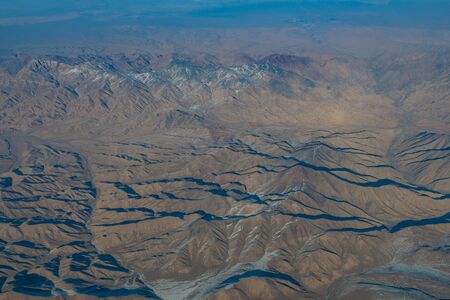 Aerial view of landscape in Xinjiang northern part of China in winterの写真素材