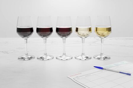 3D illustration of wine tasting contestの写真素材