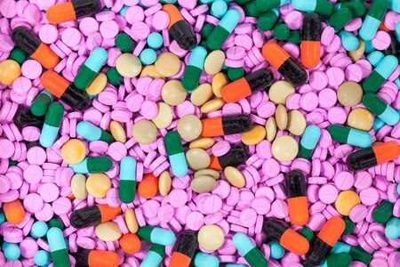 close-up of medical tablets isolated mixの写真素材