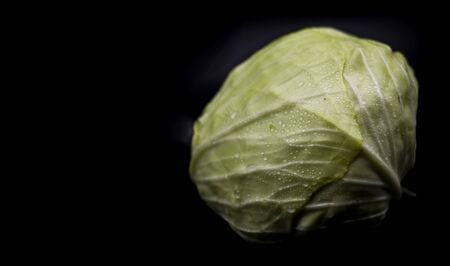 Cabbage  on black backgroundの写真素材