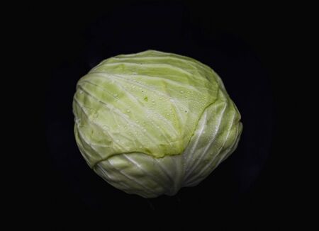 Cabbage  on black backgroundの写真素材