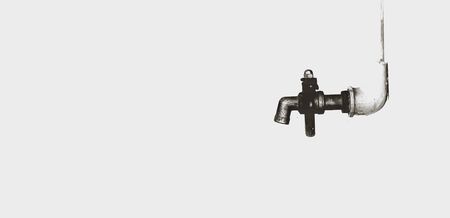 black and white picture Bronze old iron water tapの写真素材