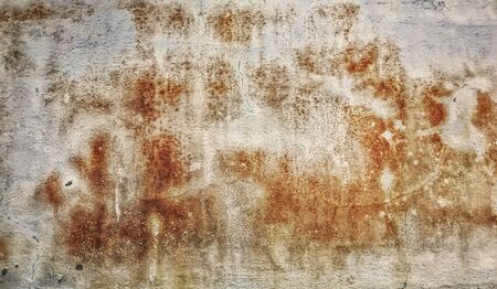 Old Wall with Moldy Peeling White Painting from Humidity. Cracked White Wall as Rusty Concrete...