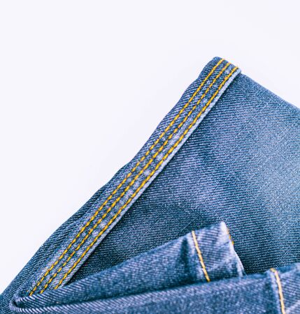 Perspective and closeup view to abstract space of empty light blue natural clean denim texture for the traditional business background in cold bright colors .の写真素材