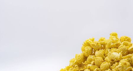 Delicious popcorn with caramel in bowl onwhite color backgroundの写真素材