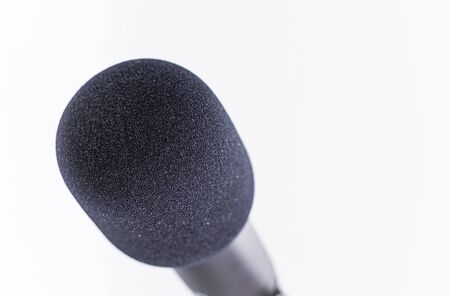 Sound studio. Microphone with cable isolated on white backgroundの写真素材