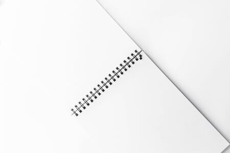 Mockup of opened blank square ctalogue at white design paper background.