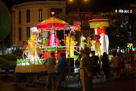 Tuyen Quang, Vietnam September 29, 2017: Mid-Autumn Festival Mid-Autumn Festival of local people in...
