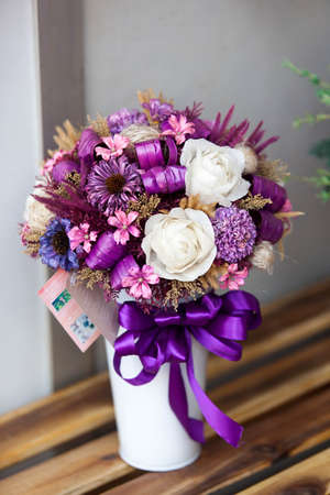 Close-up Large Beautiful bouquet of mixed flowers. Flower background and Wallpaper. Floral shop concept . Beautiful fresh cut bouquet. Flowers deliveryの写真素材