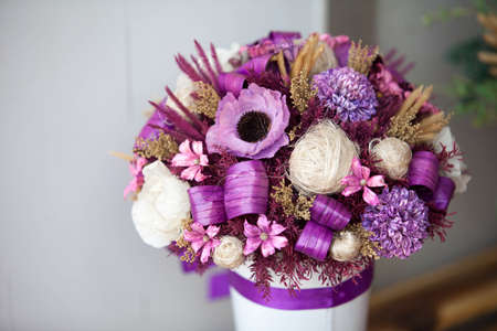 Close-up Large Beautiful bouquet of mixed flowers. Flower background and Wallpaper. Floral shop concept . Beautiful fresh cut bouquet. Flowers deliveryの写真素材