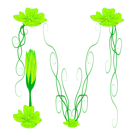 font green flower M it all have green color.のイラスト素材