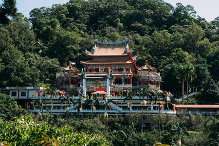 Buddhist temple Chih Nan temple, forest on a mountain in Taipei, Taiwan.の写真素材