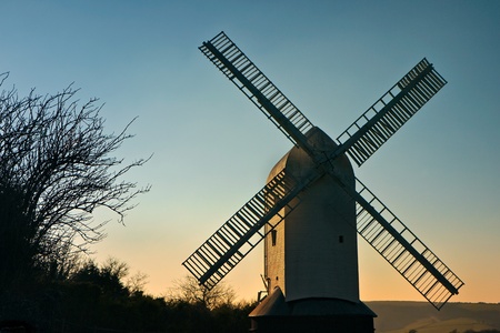 Jill windmill bathed in evening sunlightの写真素材