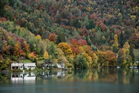 Lago d'Idro autumn viewの写真素材