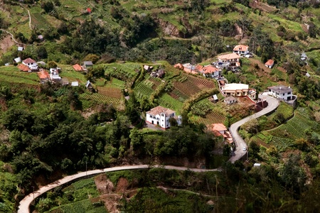View of a winding road through the Madeira landscapeの写真素材