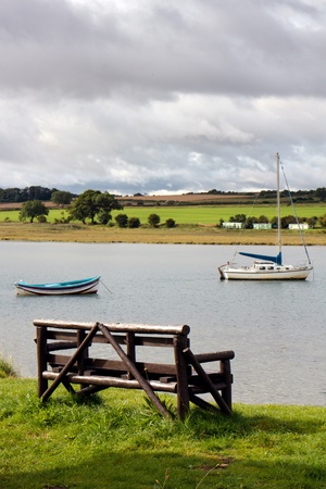 Scenic view estuary River Aln at Alnmouthの写真素材