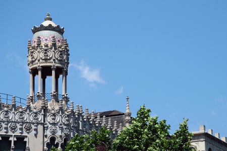 A strange tower or turret in Barcelona Catalonia Spainの写真素材