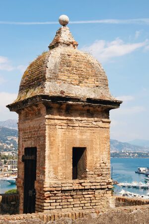 Brick built watchtower in the grounds of the palace in Monte Carloの写真素材