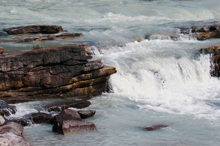Rapids on the Athabasca River in Jasper National Parkの写真素材