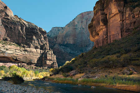 Cliffs beside the Virgin Riverの写真素材