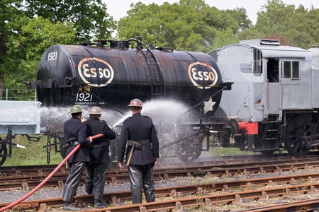 Bluebell Railway, Horsted Keynes, West Sussex, UK  - May 7, 2011 -Southern at War re-enactment dayのeditorial素材