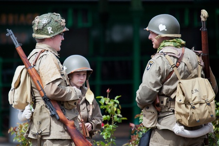 Bluebell Railway, Horsted Keynes, West Sussex, UK  - May 7, 2011 -Southern at War re-enactment day