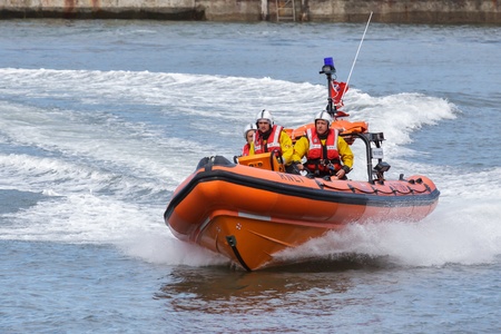 RNLI lifeboat display  at Staithes North Yorkshireのeditorial素材