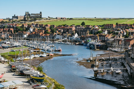 View along the Esk towards Whitbyのeditorial素材