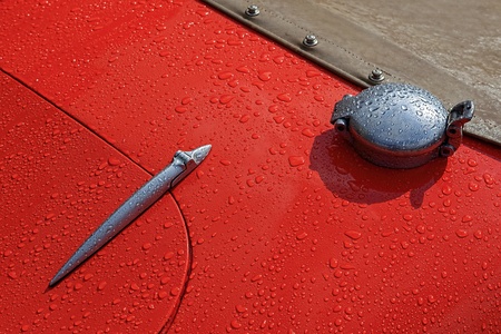 Close-up of part of a vintage sports carの写真素材